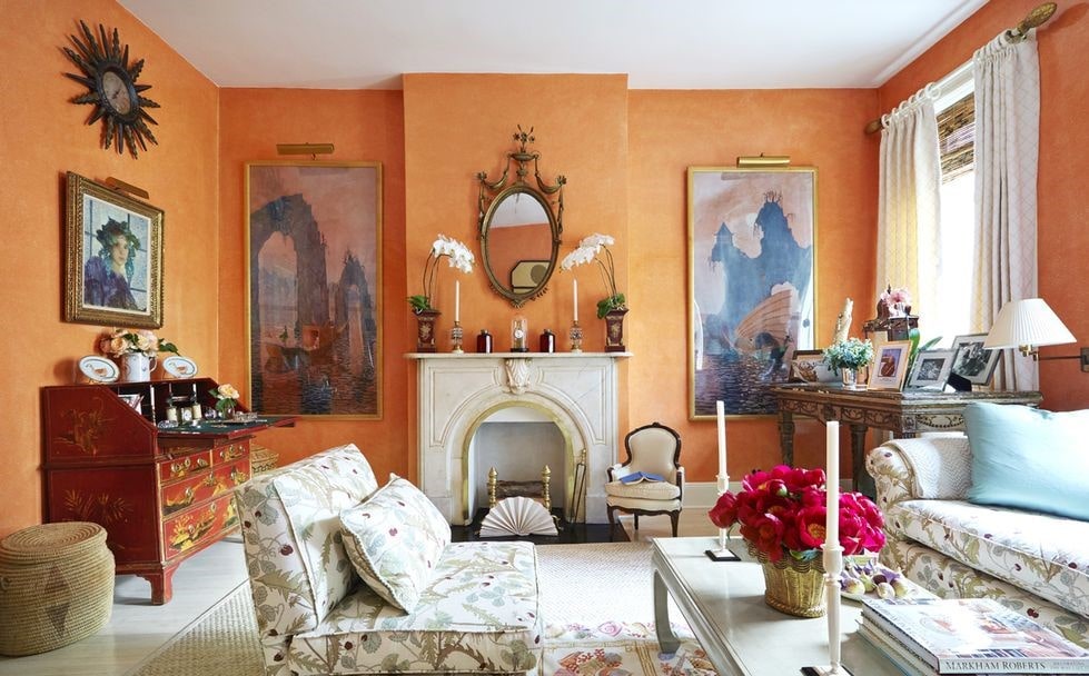How to match orange wall color with wood floor