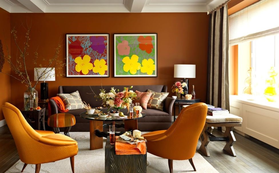 What color matches orange walls