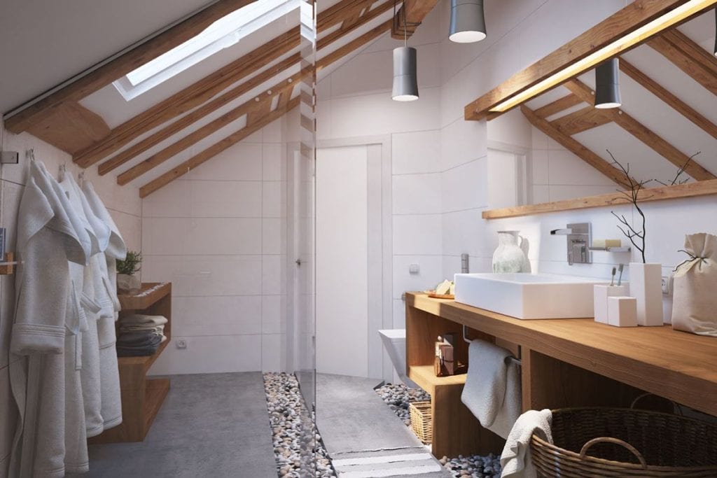 Bathroom with a sloping ceiling