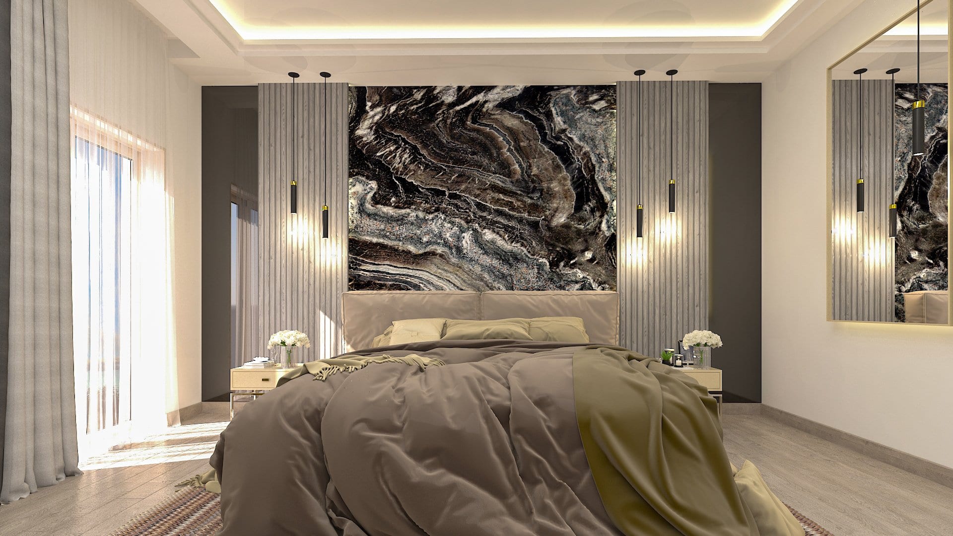 Marble-Adorned Luxury Bedroom Interior Design
