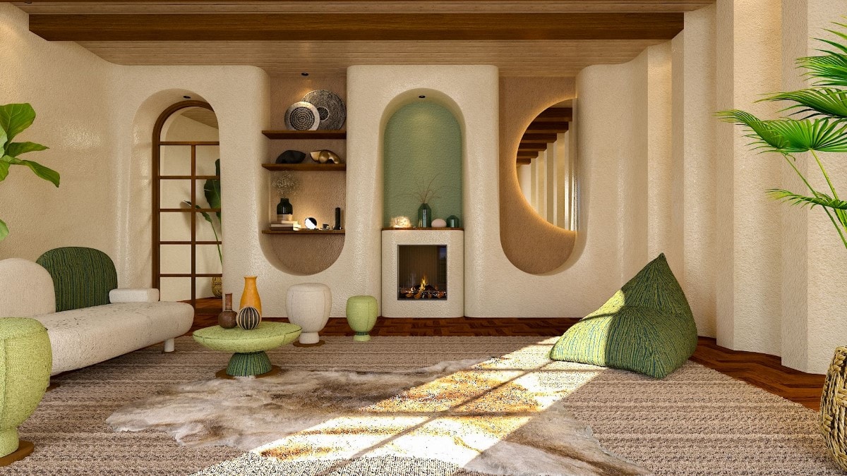 Contemporary interpretation of a mid century modern living room by Homilo