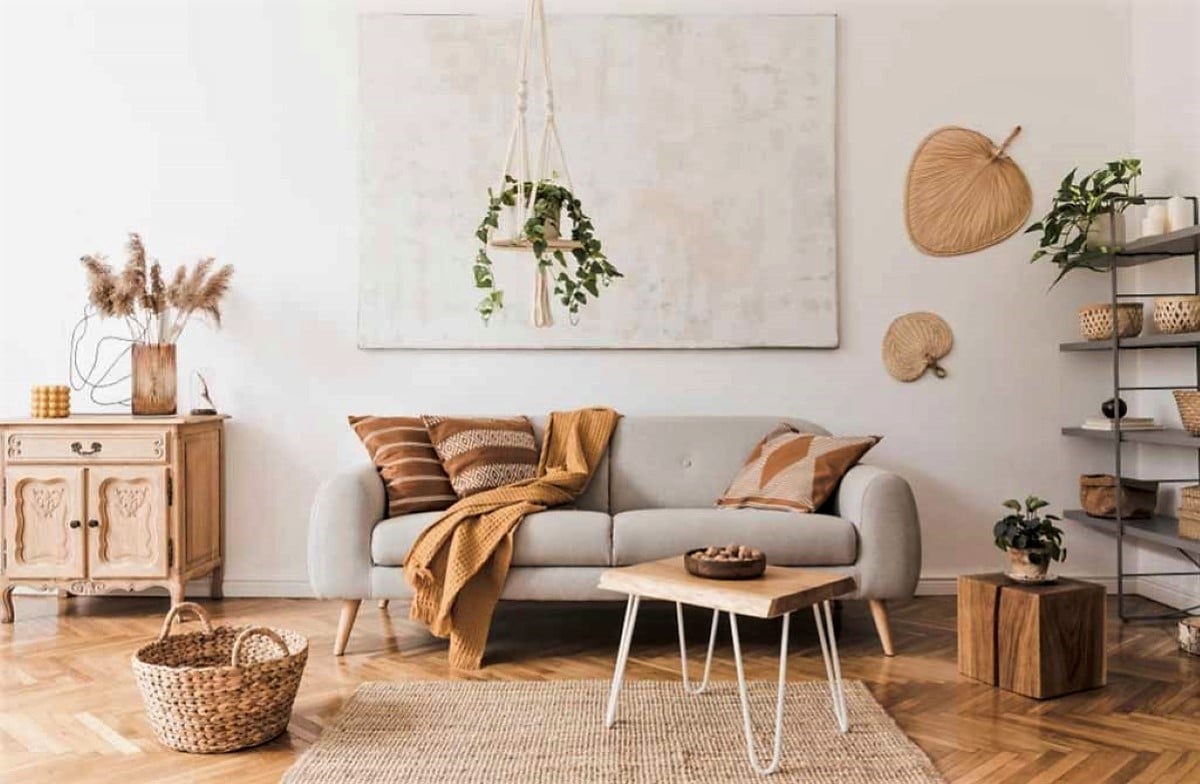 Minimalist bohemian living room