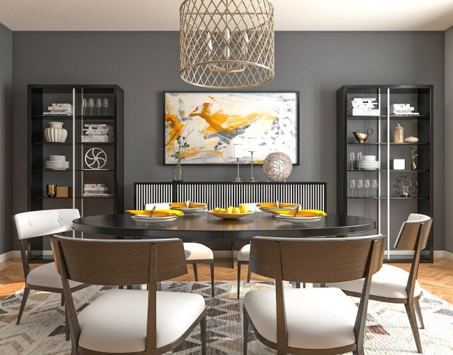 Moody transitional dining room
