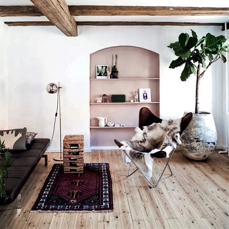 Rustic boho minimalist living room