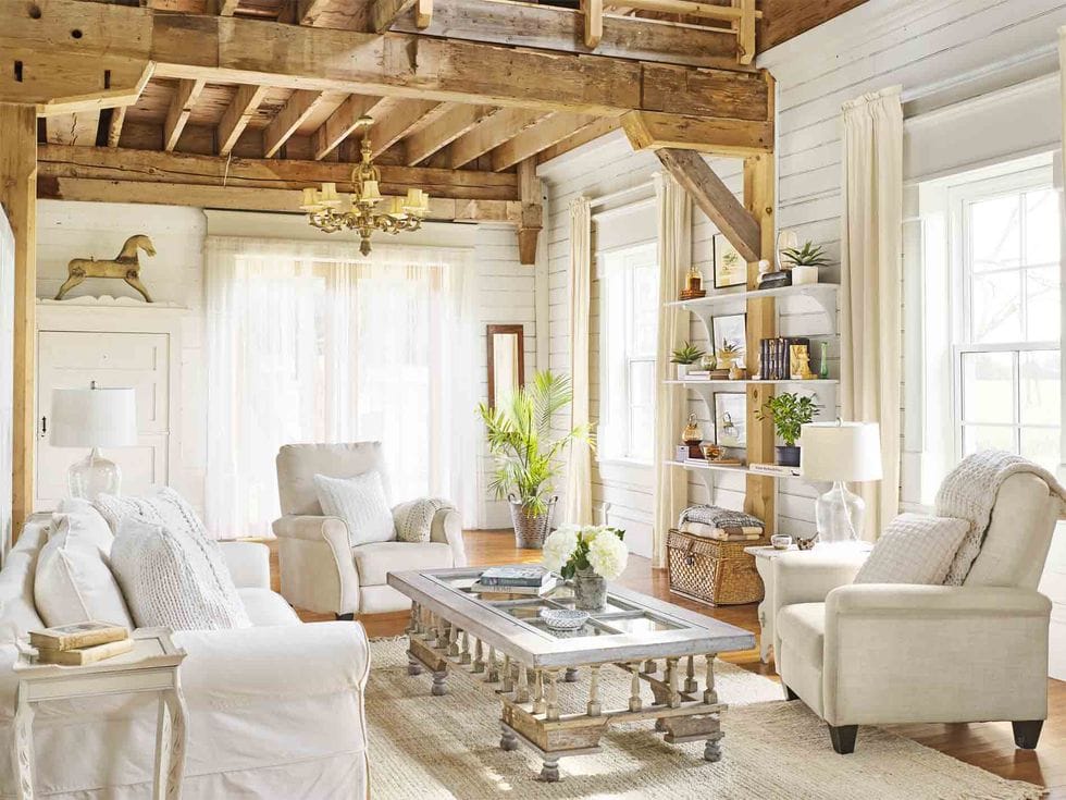 Rustic small white living room ideas