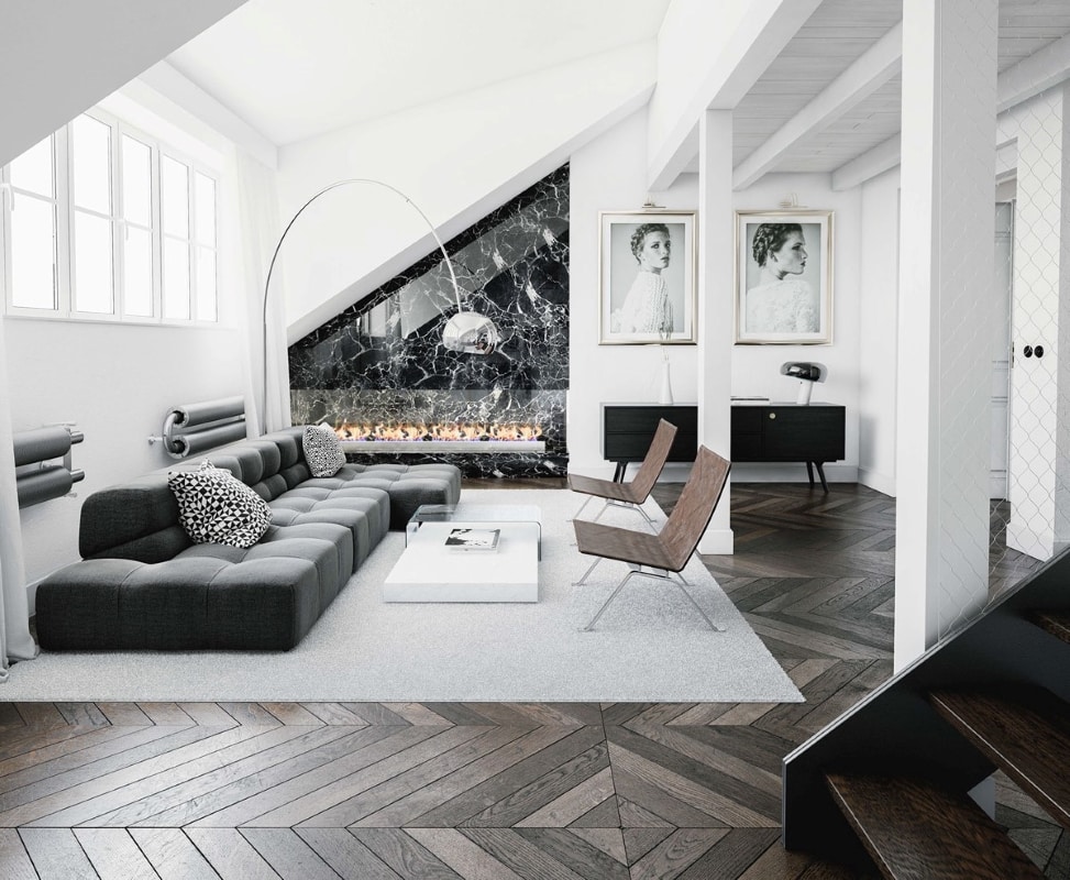 White living room interior design