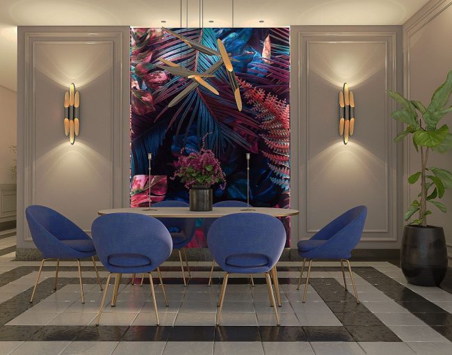 Jewel Blue Modern Dining Room