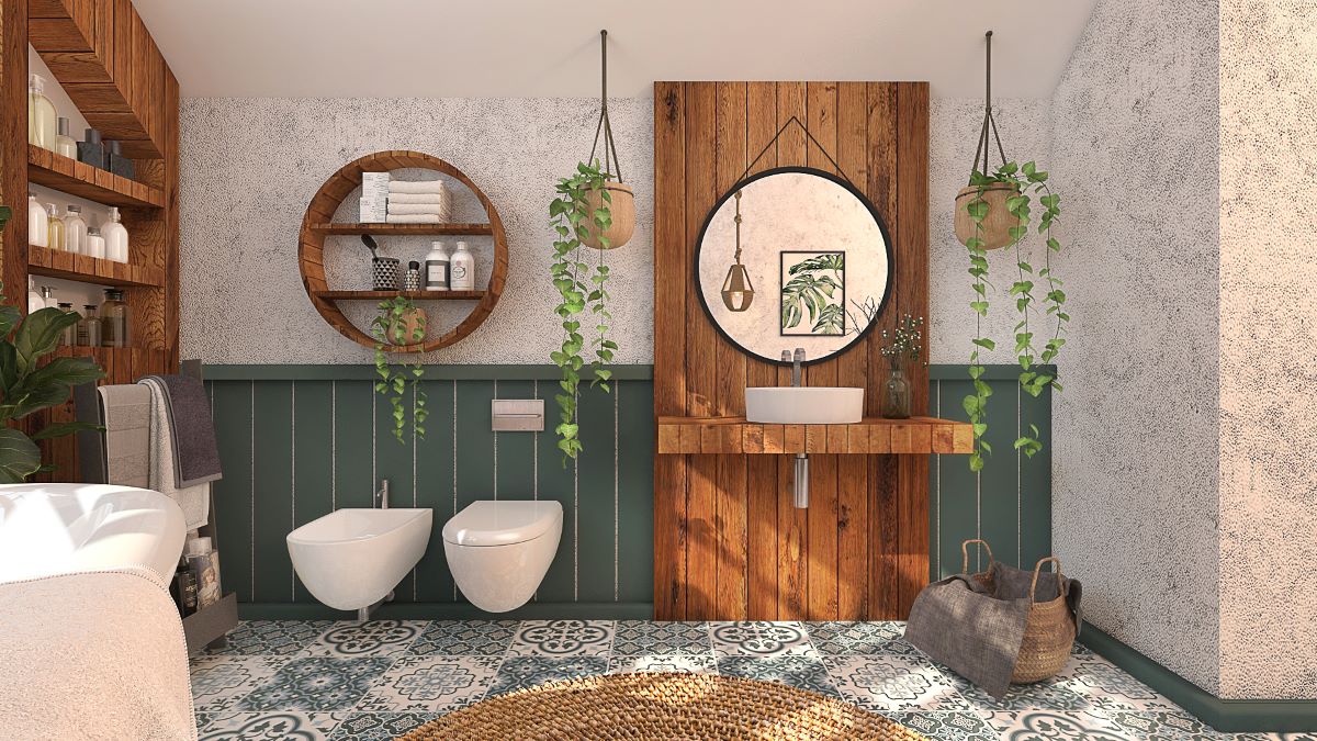 Bathroom decor ideas with plants by Homilo
