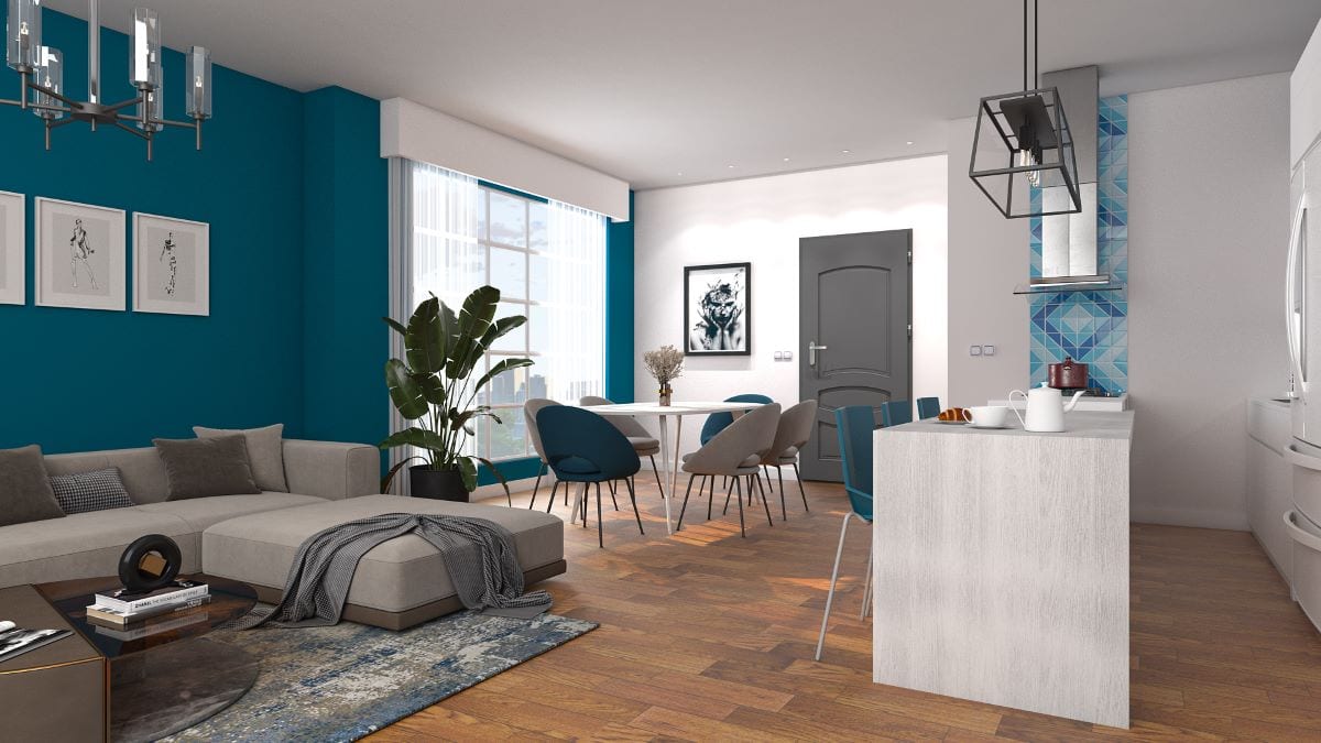 Electric blue apartment decorating ideas by Homilo