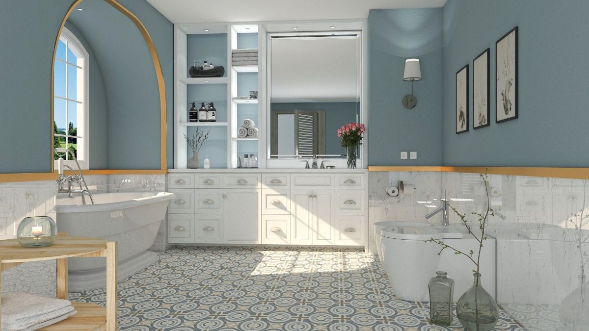 Glossy wainscotting bathroom decor ideas 2023 by Homilo