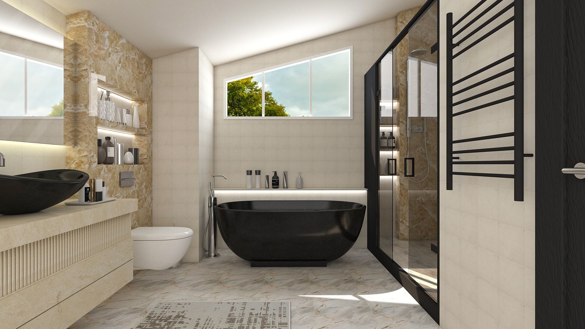 Neutral Contemporary Bathroom With Bold Accents