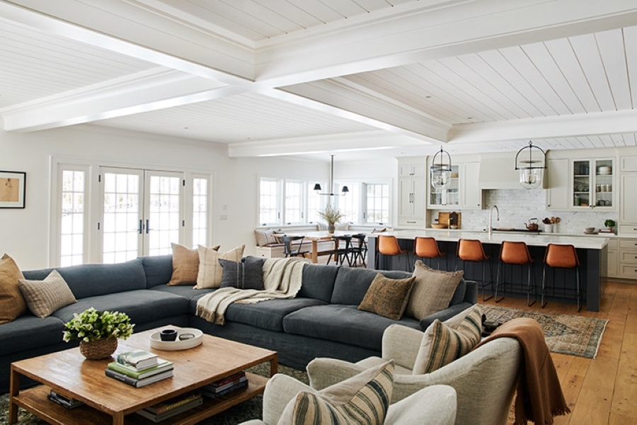 Open concept modern farmhouse living room
