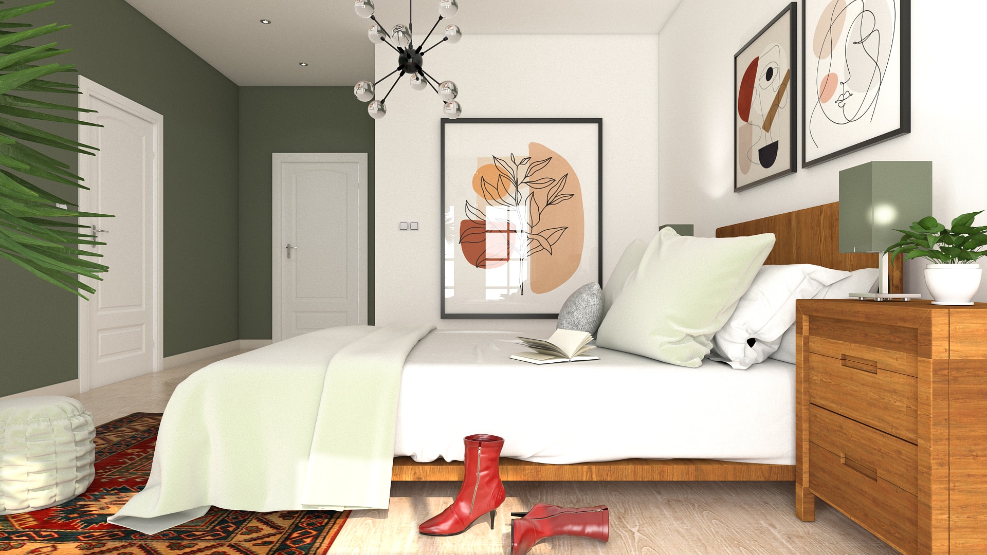 Scandinavian eclectic green guest room by Homilo