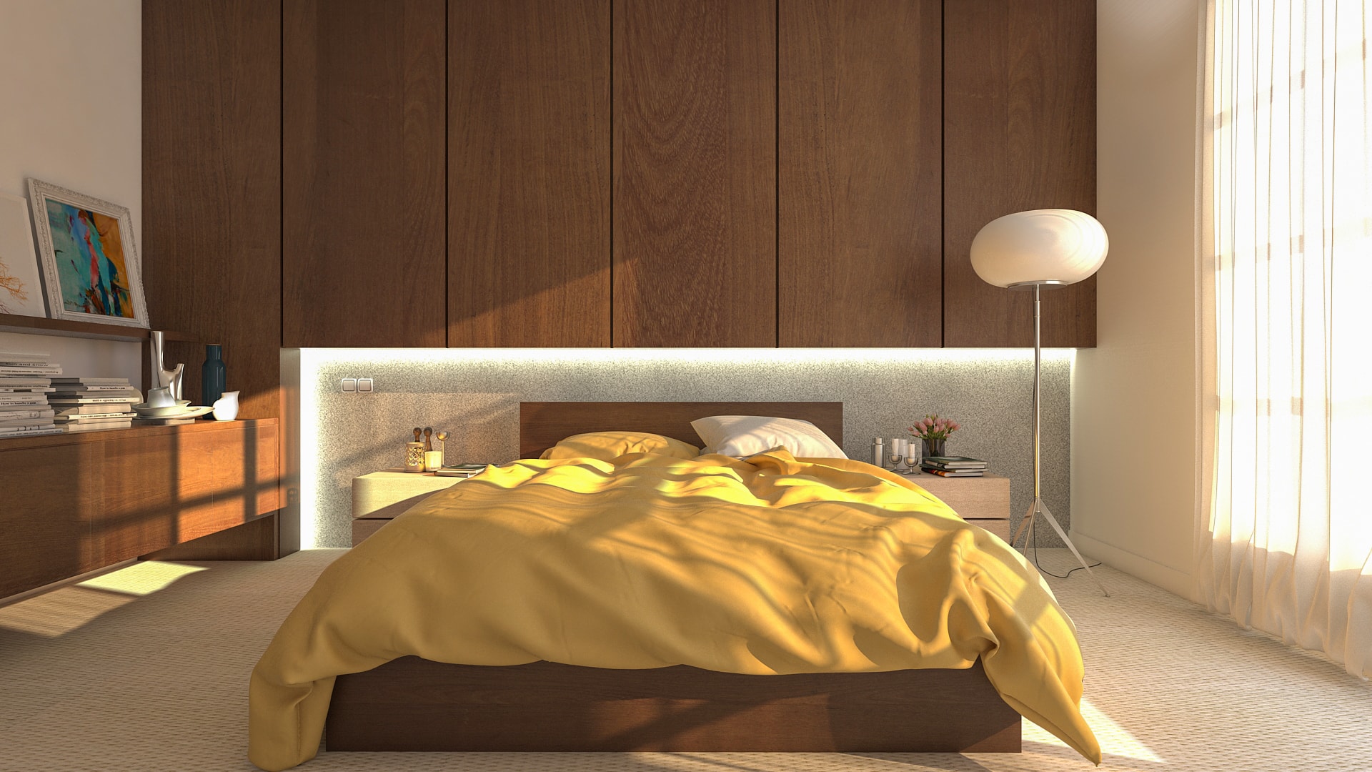 Warm minimalist guest bedroom design by Homilo