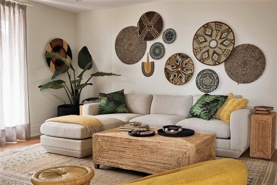 Modern boho living room details