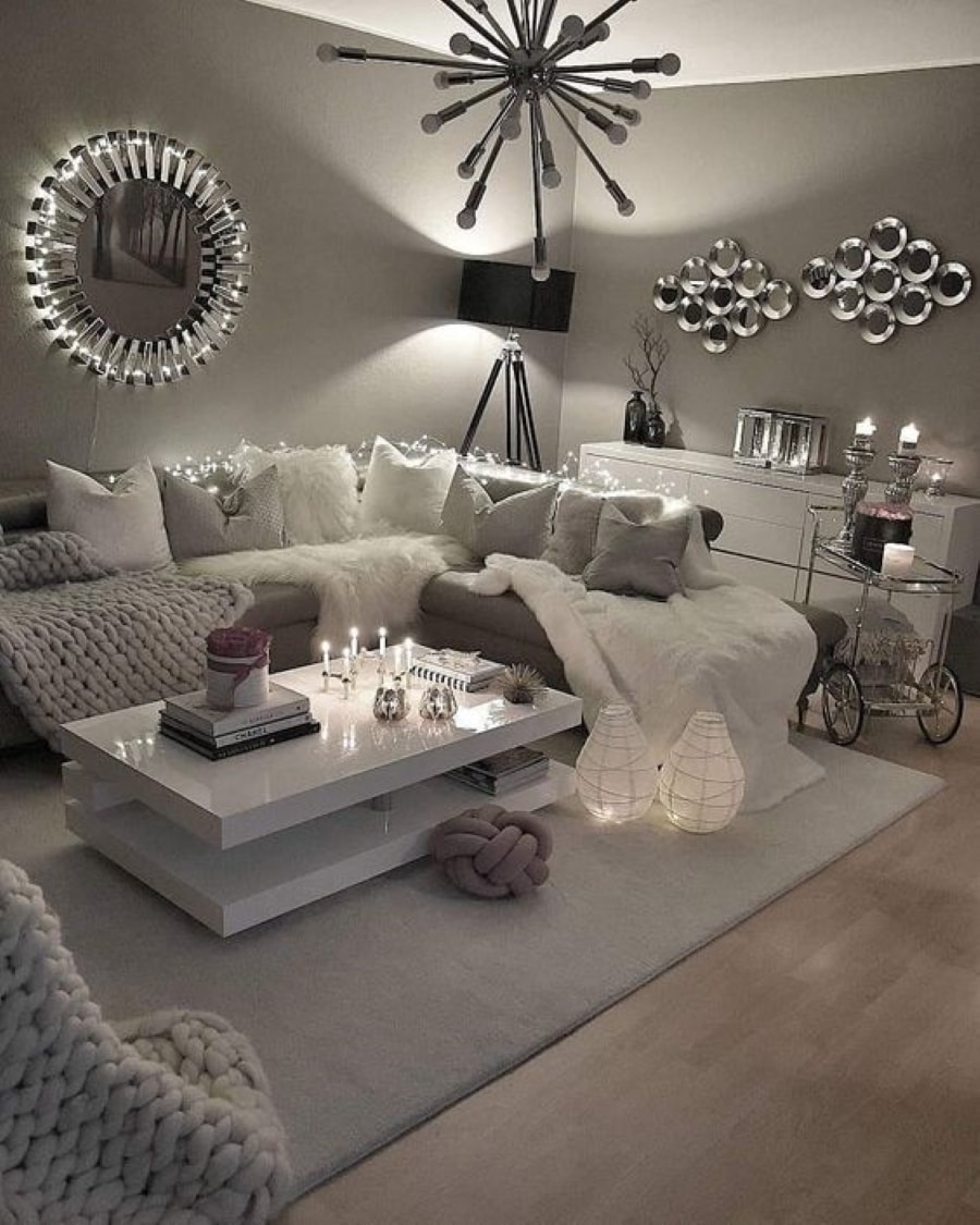 Monochromatic cozy living room ideas