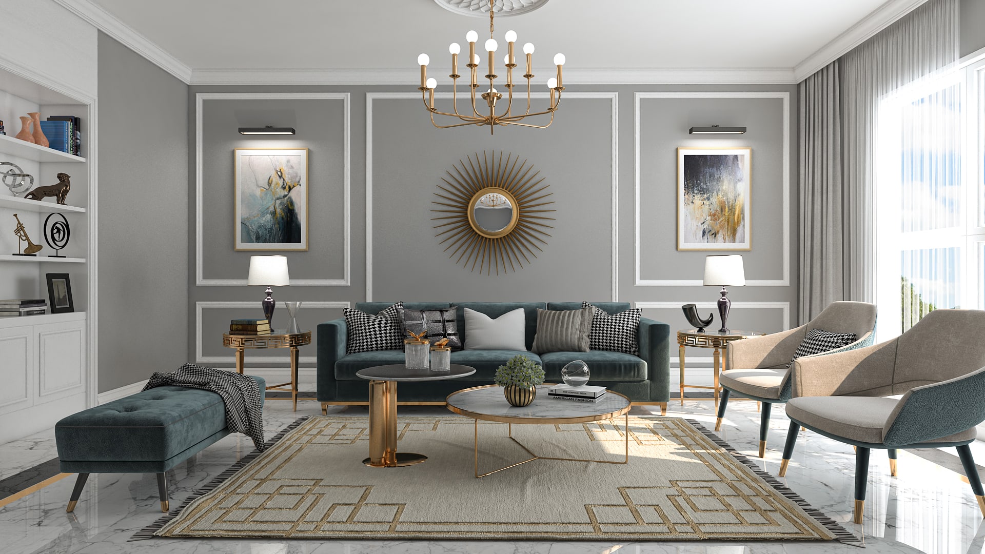 Art Deco-Inspired Living Room