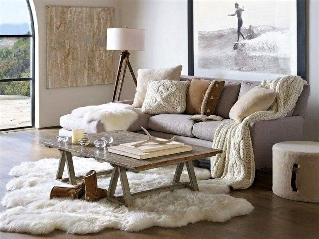 Hygge vibe in a Scandinavian living room