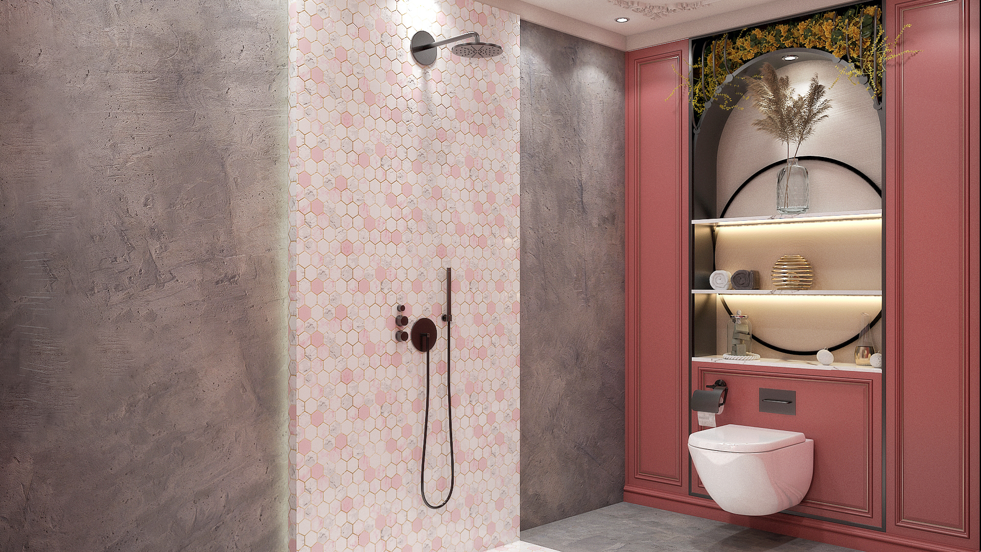 A Bit Different Vision of Pink Bathroom