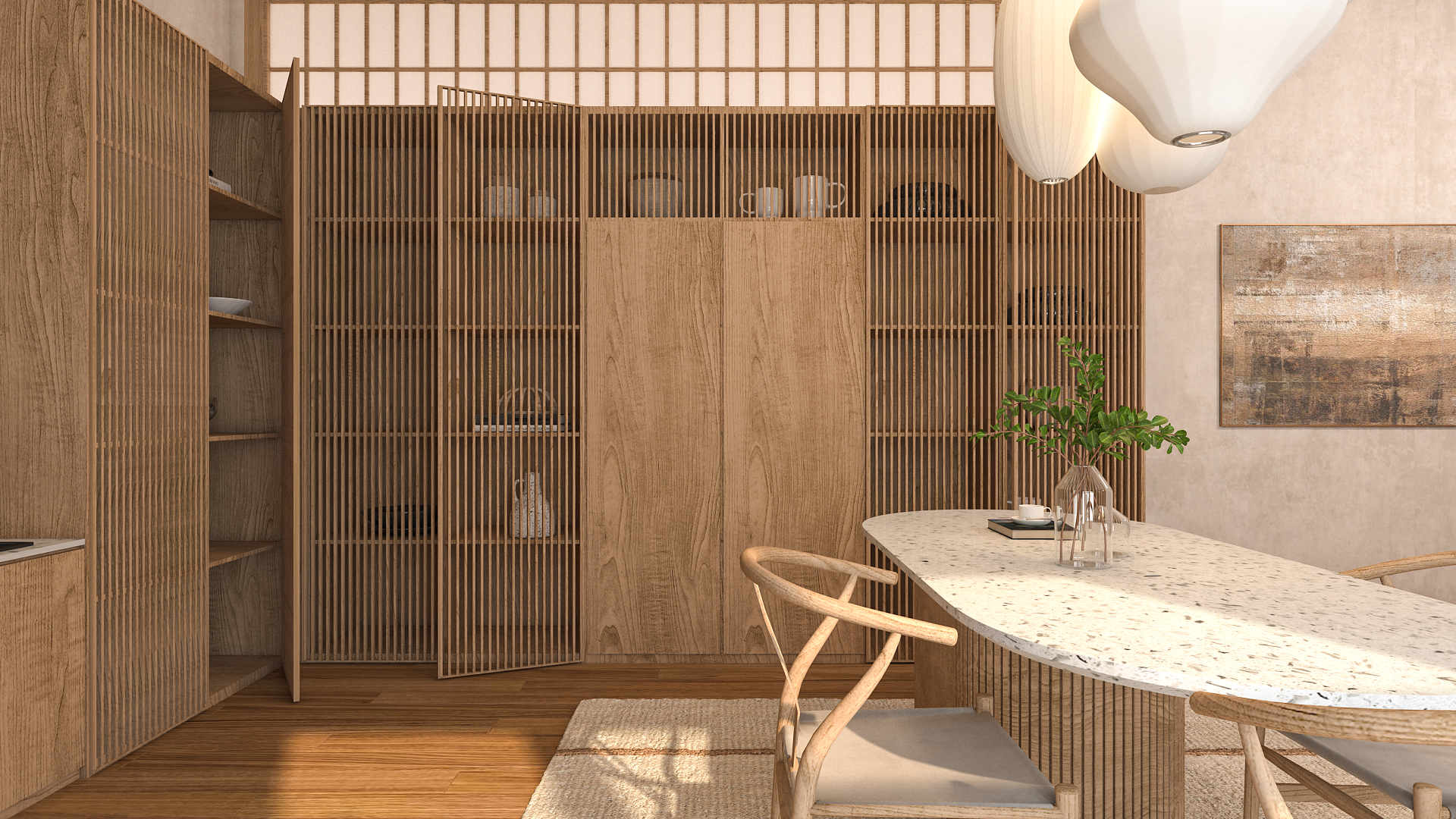 Wooden Wonders: Japandi Kitchen’s Hidden Storage Delight