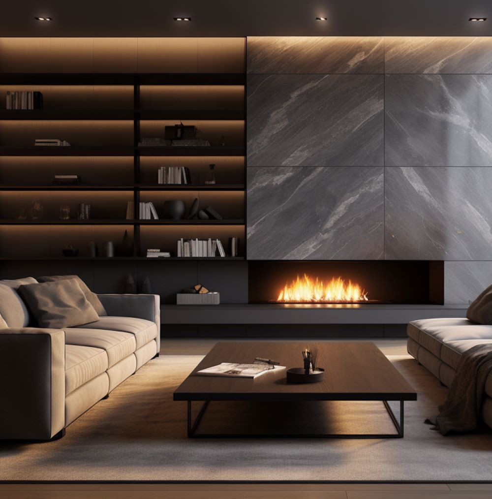 Modern accent wall with a fireplace, ideas by Homilo