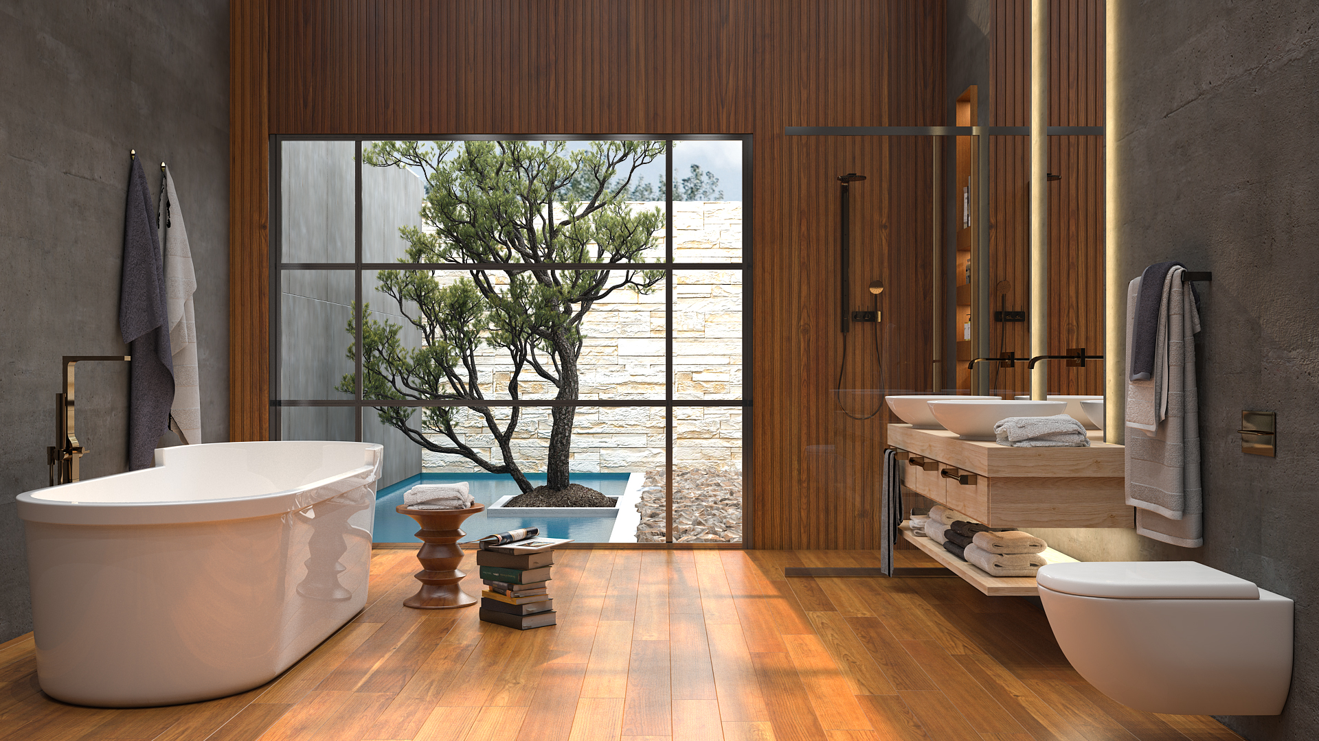 Organic Opulence: Modern Bathroom with Nature Touches