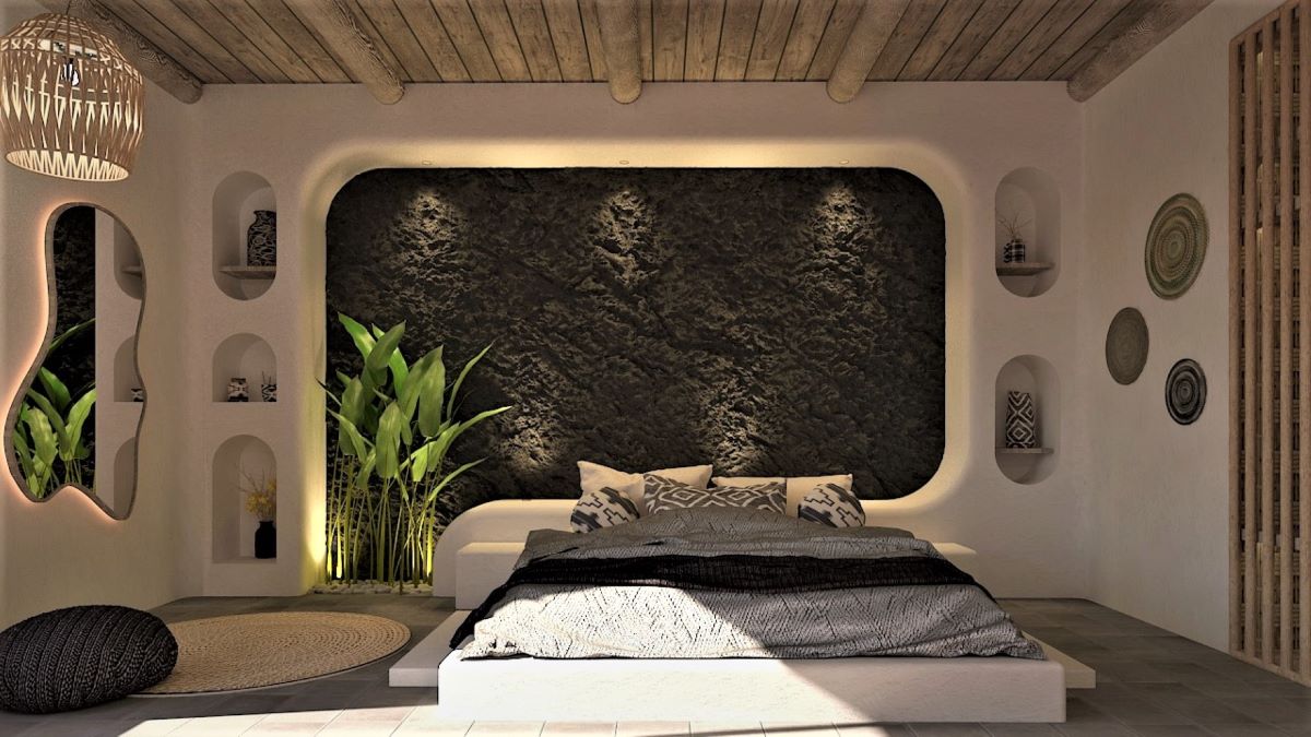 Organic modern bedroom interior design by Homilo