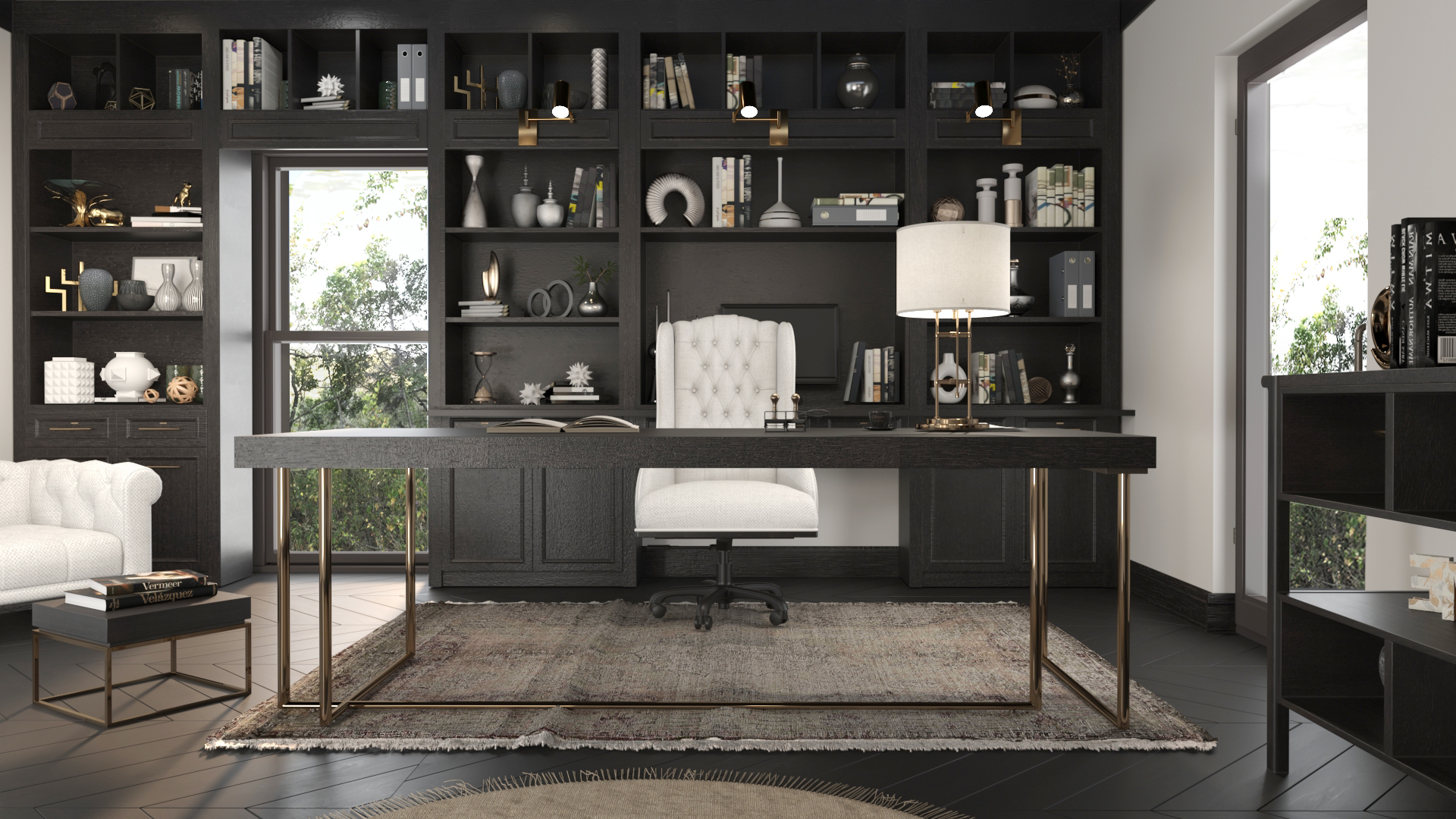 Elegant Affluence: Embracing French-Inspired Traditional Charm in Your Home Office