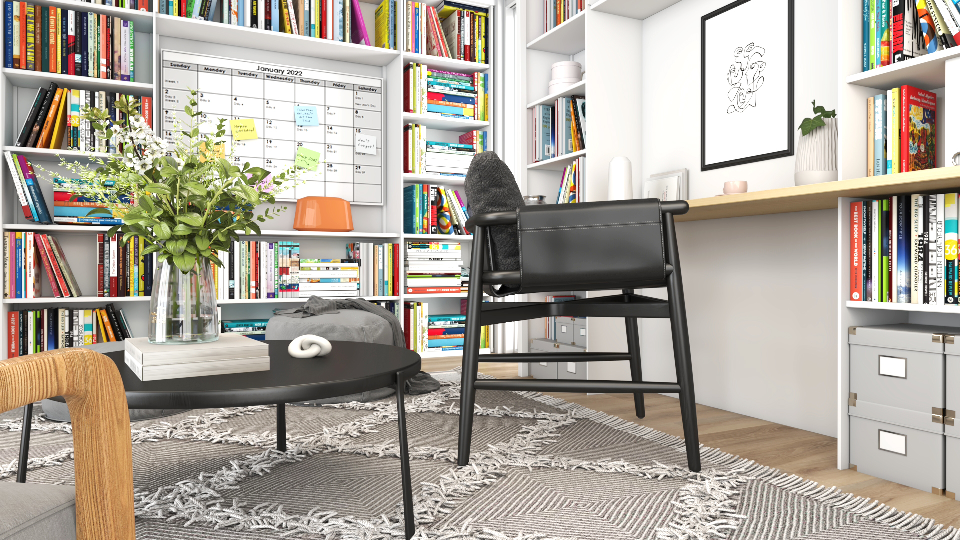 Eclectic Haven: Crafting Your Vibrant Scandinavian Home Office and Library