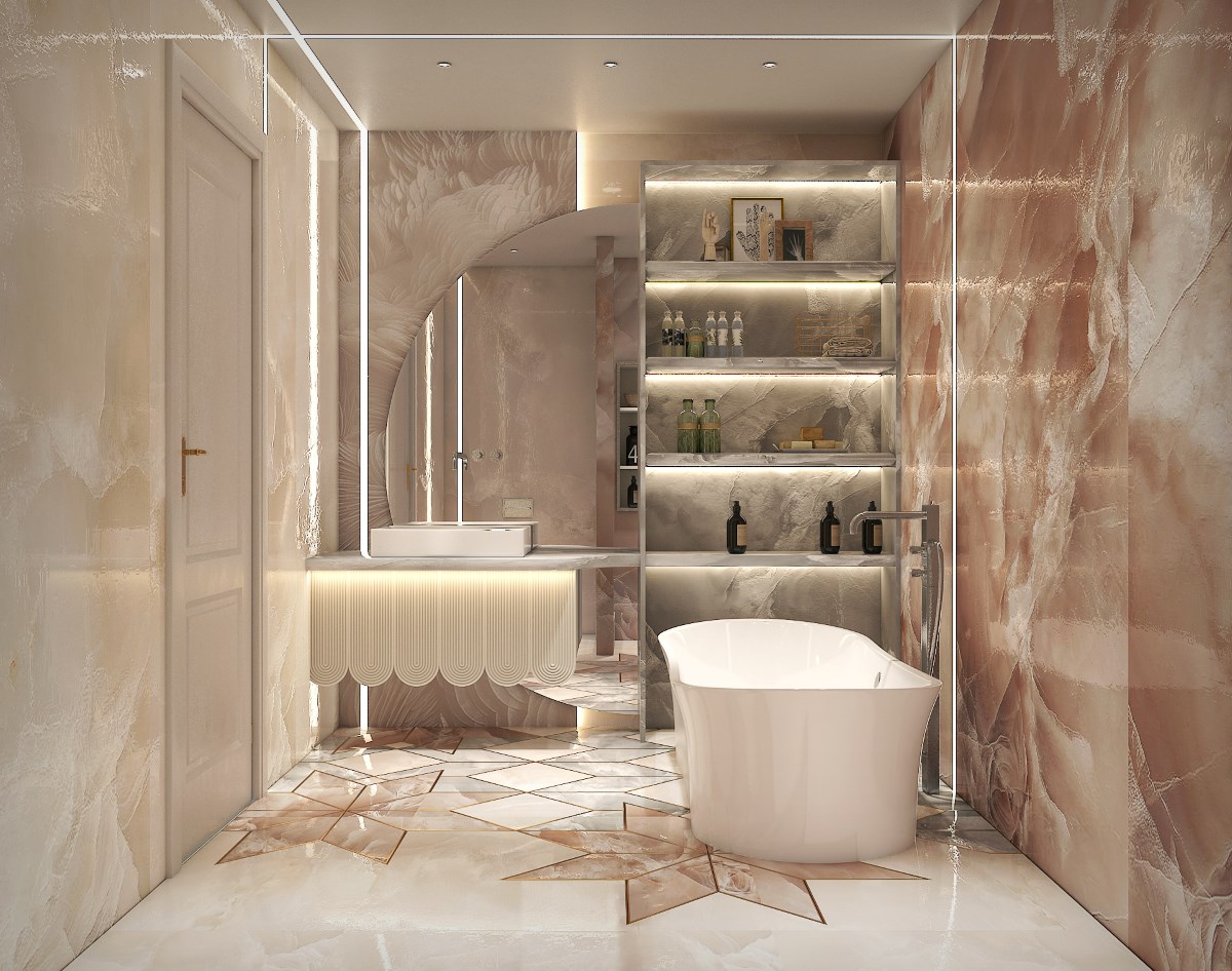 Interior design trends 2024, bathroom by Homilo