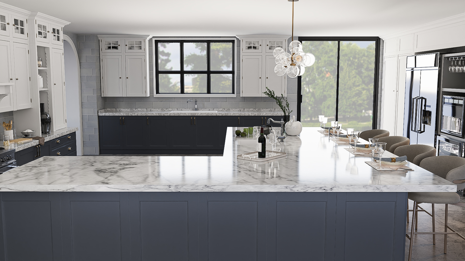 Embracing Modern Classic Kitchen Comforts on a Grand Scale
