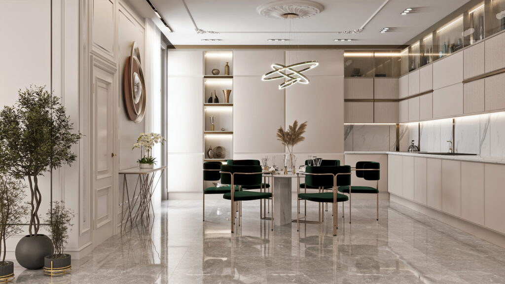 Modern Kitchen Design Marble Countertops and Wood Cabinets - Homilo