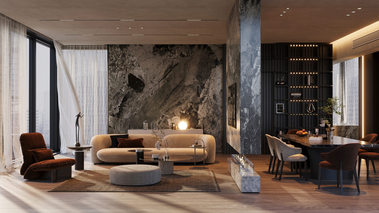 Trendy Transitional Living Room Interior Design - Homilo